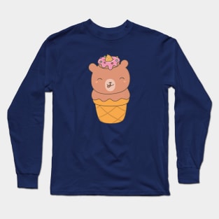 Kawaii Cute Ice Cream Bear T-Shirt Long Sleeve T-Shirt